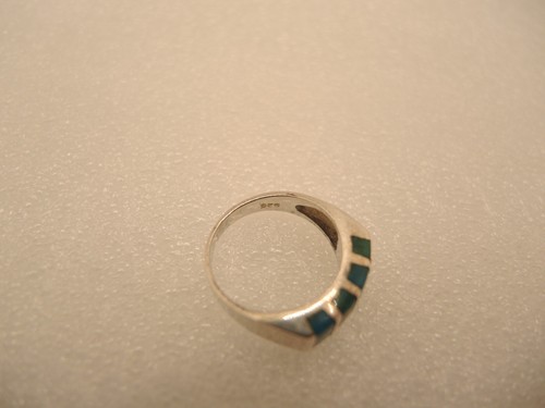 Southwestern Turquoise Channel Sterling Ring size 4 Petite - Picture 11 of 14