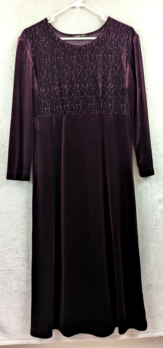 burgundy velvet shift dress Cynthia Max sz S velour soft stretchy ls 1791 modern nontraditional dress Maternity Wedding Dress, Maternity Buckle:Round Care instructions