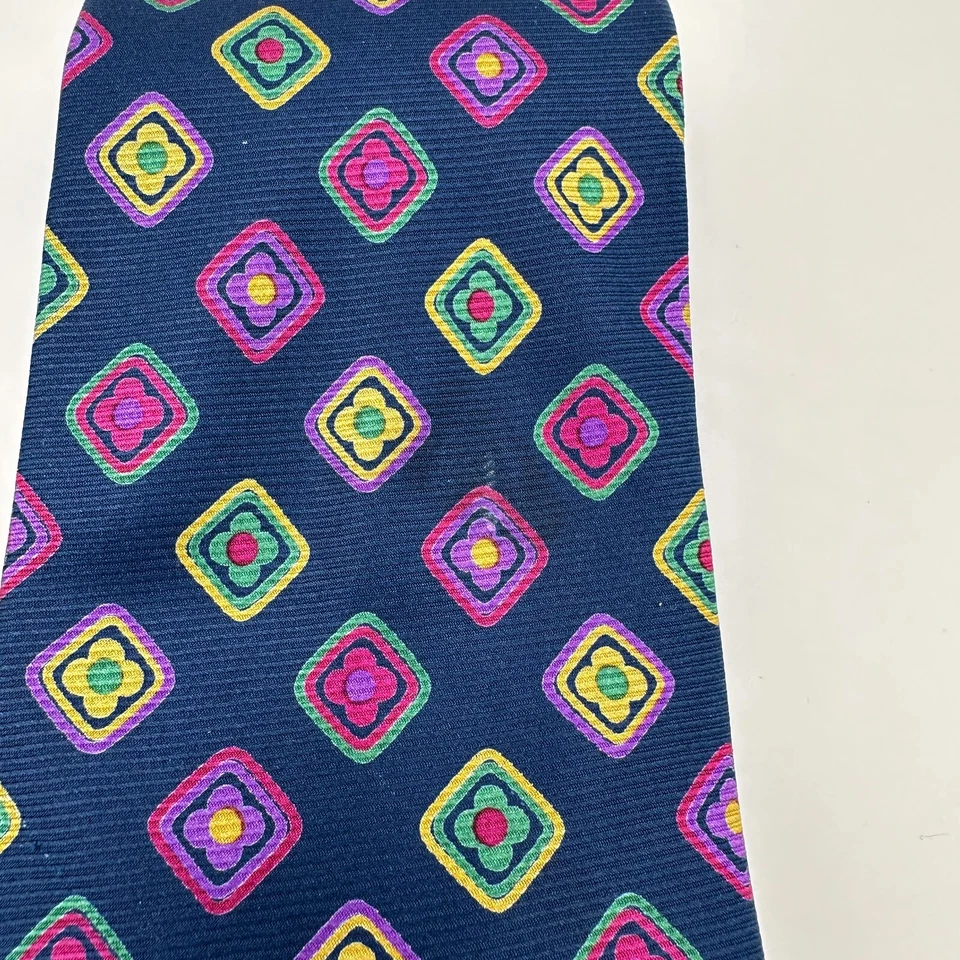 Corbata De Colección Chaps Ralph Lauren Punta Azul Púrpura Floral Seda Trabajo Formal Retro Foto 3 de 4