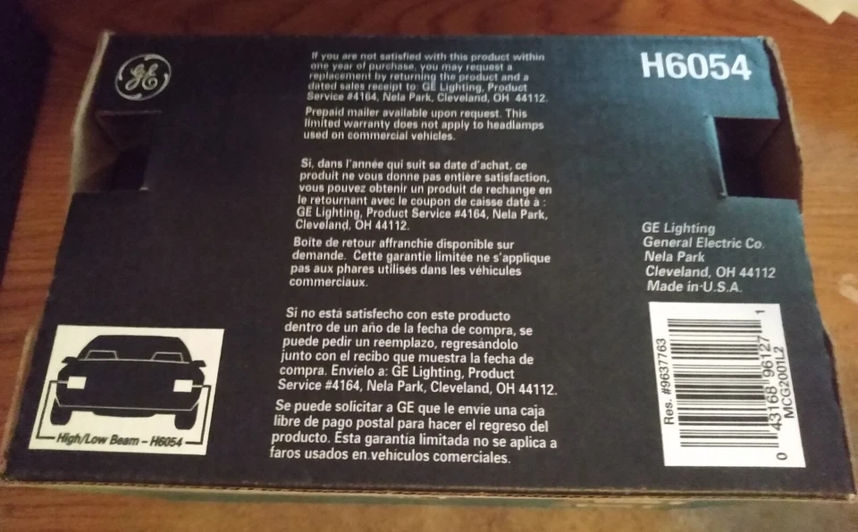 Novo farol de halogênio General Electric H6054 feixe alto/baixo 12V - Imagem 3 de 4