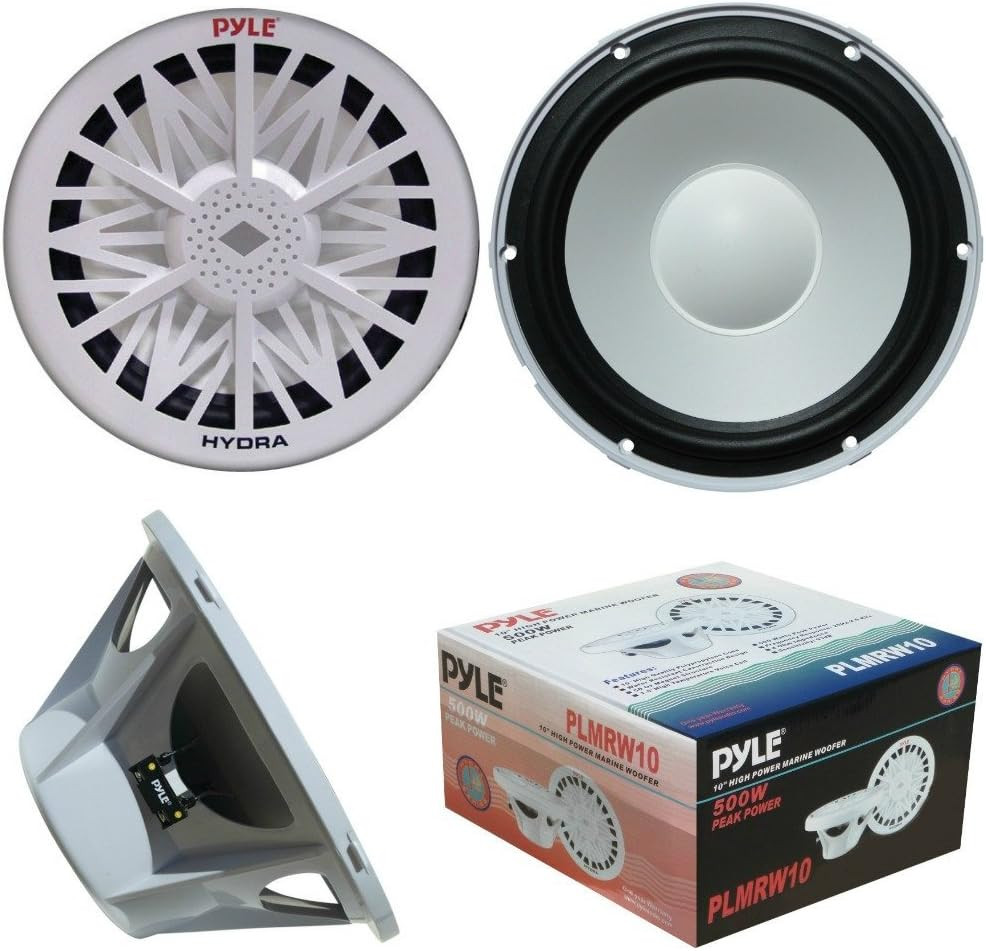 Subwoofer Pyle PLMRW10 Impermeabile 10 Pollici 500W Bianco Nautico