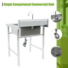Kitchen Sink Free Standing Stainless-Steel Single Bowl Commercial Restaurant