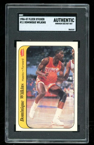 1986-87 Fleer Dominique Wilkins Sticker #11 SGC Authentic Min Size ES9277