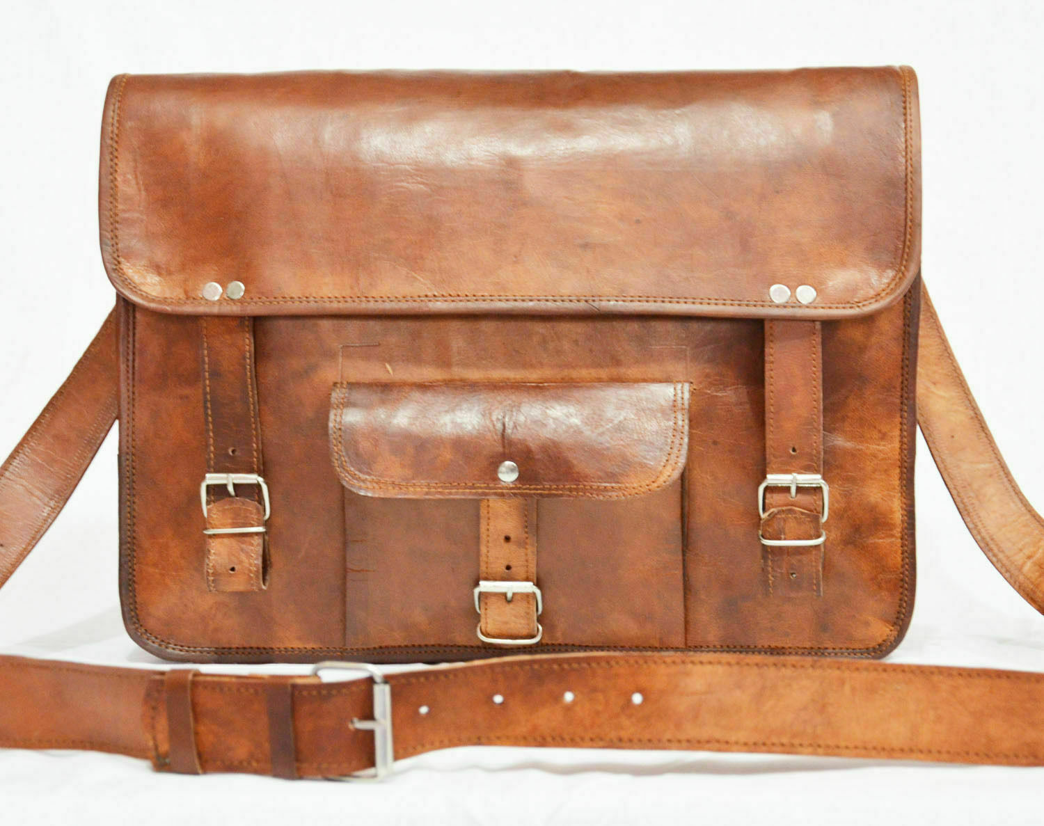 Genuine Leather Laptop Messenger Bag for Men - Travel & Business Shoulder Briefcase
