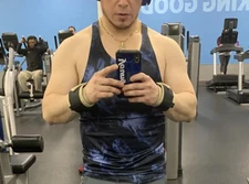 Jed North Mens Classic Bodybuilding Bourne Stretch Stringer  - Tie Dye Blue