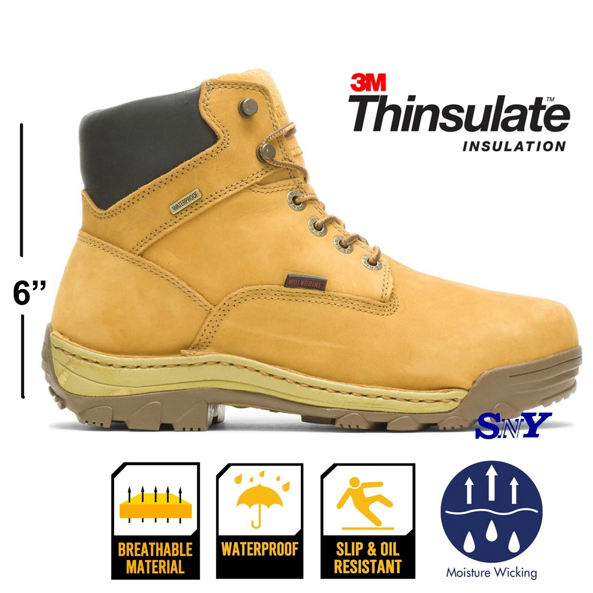 Wolverine men's gold 6 insulated waterproof boot hotsell