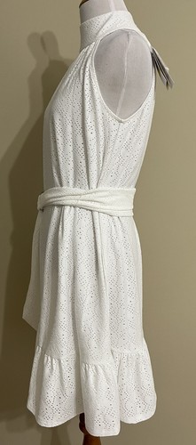 NWT Michael Kors size M white sleeveless eyelet A-line dress $140 - Picture 4 of 10