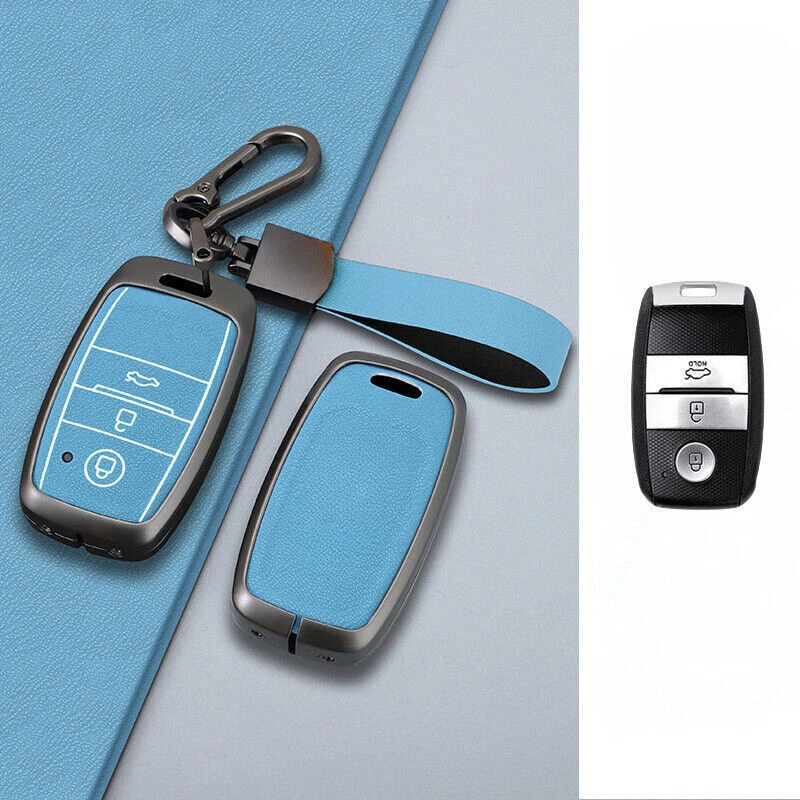 Zinc Alloy Leather Car Key Case Cover For Kia Picanto Sedona Forte Niro Optima Foto 4 de 4