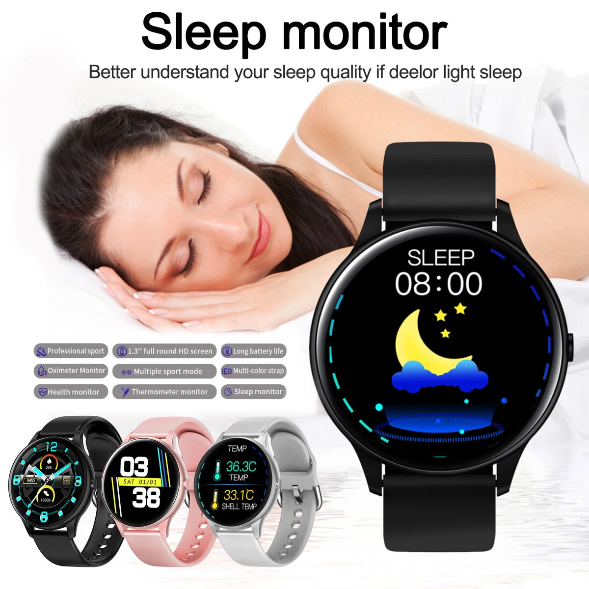Sports Smart Watch Fitness Heart Rate Smart Bracelet Metal Android