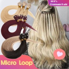 Micro Loop Beads 100 Human Hair Extensions Russian Remy NANO I Tip Rings 24"