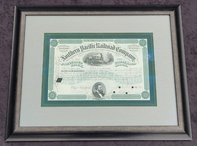 #ad Framed Jul 5 1894 Northern Pacific Railroad Company 100 Share Stock Certificate $56.87