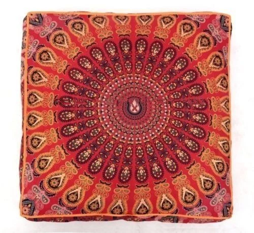 Indian Large Mandala Cushion Cover Square Decorative Floor Pillow Ethnic Pillows - Image 2 of 4