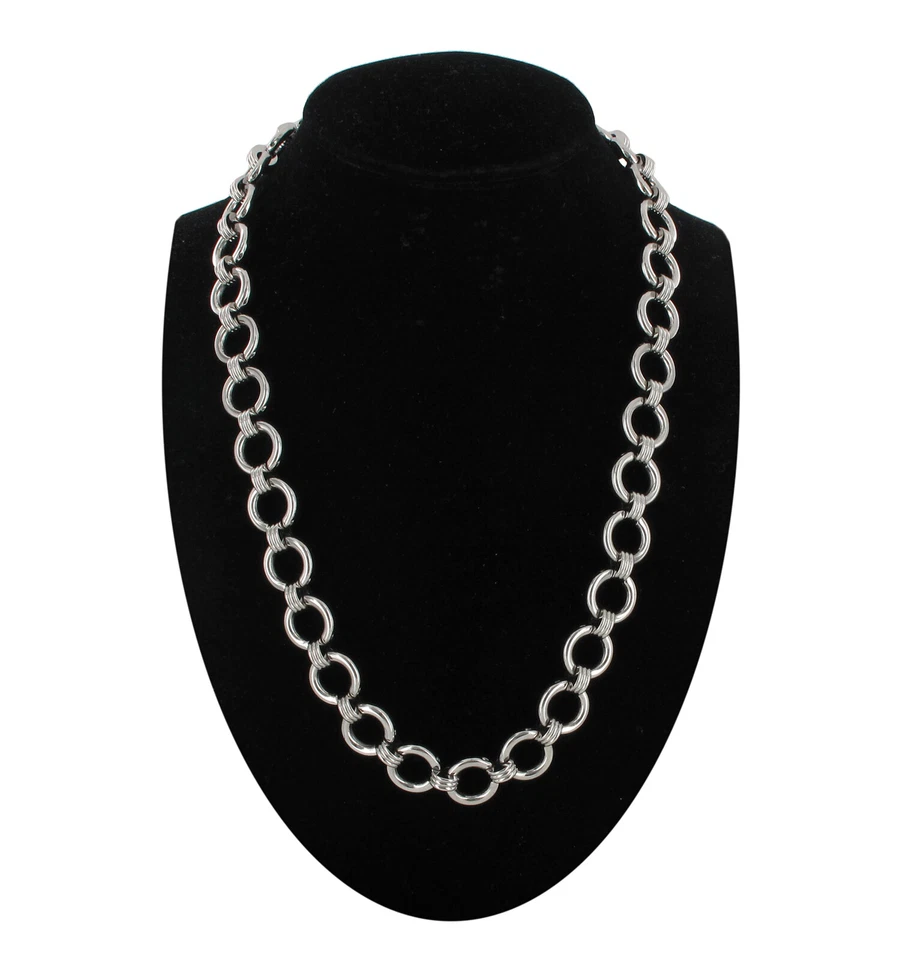 Collar industrial de acero inoxidable Rochet con eslabones de cadena circular punk para damas 22" Foto 4 de 4