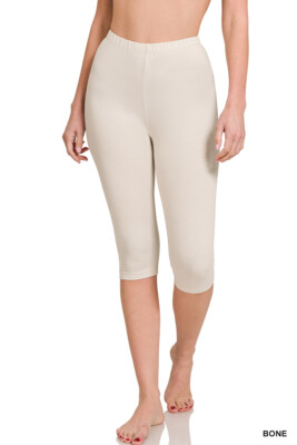 Zenana Premium Cotton Capri Knee Length Leggings (S-3X)