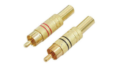 OMNITRONIC Cinch Stecker vergoldet 5,4mm rt/sw 2x