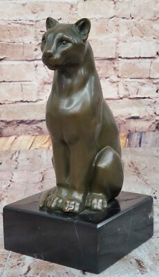 Hand Nade Cougar by English Artist Cesaro Decor Genuine Bronze Sculpture Deal NR
