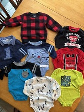 Lot 8 Baby Boys 12 Mos  1 Pc Snap Tops, Collard 1 Top Valentines Top Fleece