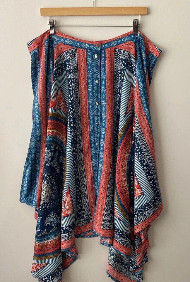 MONSOON Skirt Size 22 Lorenna Print Hanky Hem Multicoloured Summer Women - Image 2 of 4