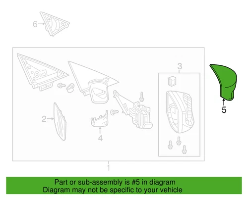 Honda 76251-TA0-A11ZF Left Mirror Skull Cap for 19-20 Acura ILX Base