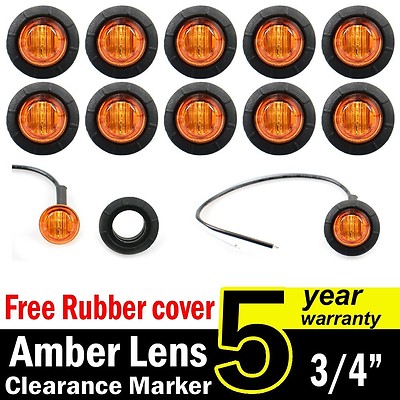 Side Marker Lights led Side Marker Lights led Trailer Marker Lights Trailer Marker Light led Marker Lights 10 Pcs TMH 3//4 Inch Mount Clear White Lens /& RED LED Markers