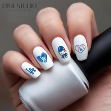 LA Dodgers Baseball Nail Decals Water Transfer Clear Overlay Nail Art 