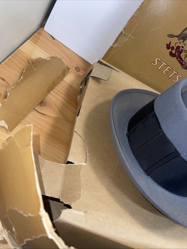 VINTAGE 1950s STETSON WOOL FEDORA HAT WITH BOX GRAY 6 7/8 ? S58 E1 12.95 - Picture 4 of 16