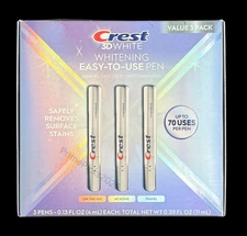 🦷 Crest 3D White Whitening Pens ✨ Easy Teeth Whitener 3 Pack Sealed Exp 01/26