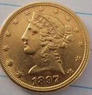 1897 5 Dollar half eagle gold coin