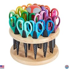 18-Piece Decorative Scissors Set with Rotating Hardwood Rack, Assorted Edgers