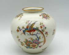 Bauchige Vase, Blumenvase H 15 cm von Thomas Ivory Bavaria Paradiesvogel, Vogel