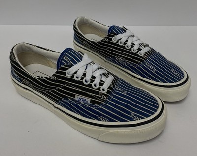 VANS M 6.5 W 8 Style 95 Era Anaheim Factory Shoes Black Blue Stripe Excellent A+
