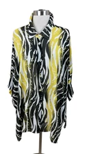 IC Connie K Collection Yellow Semi Sheer Flowing Tunic Lagenlook Size Large