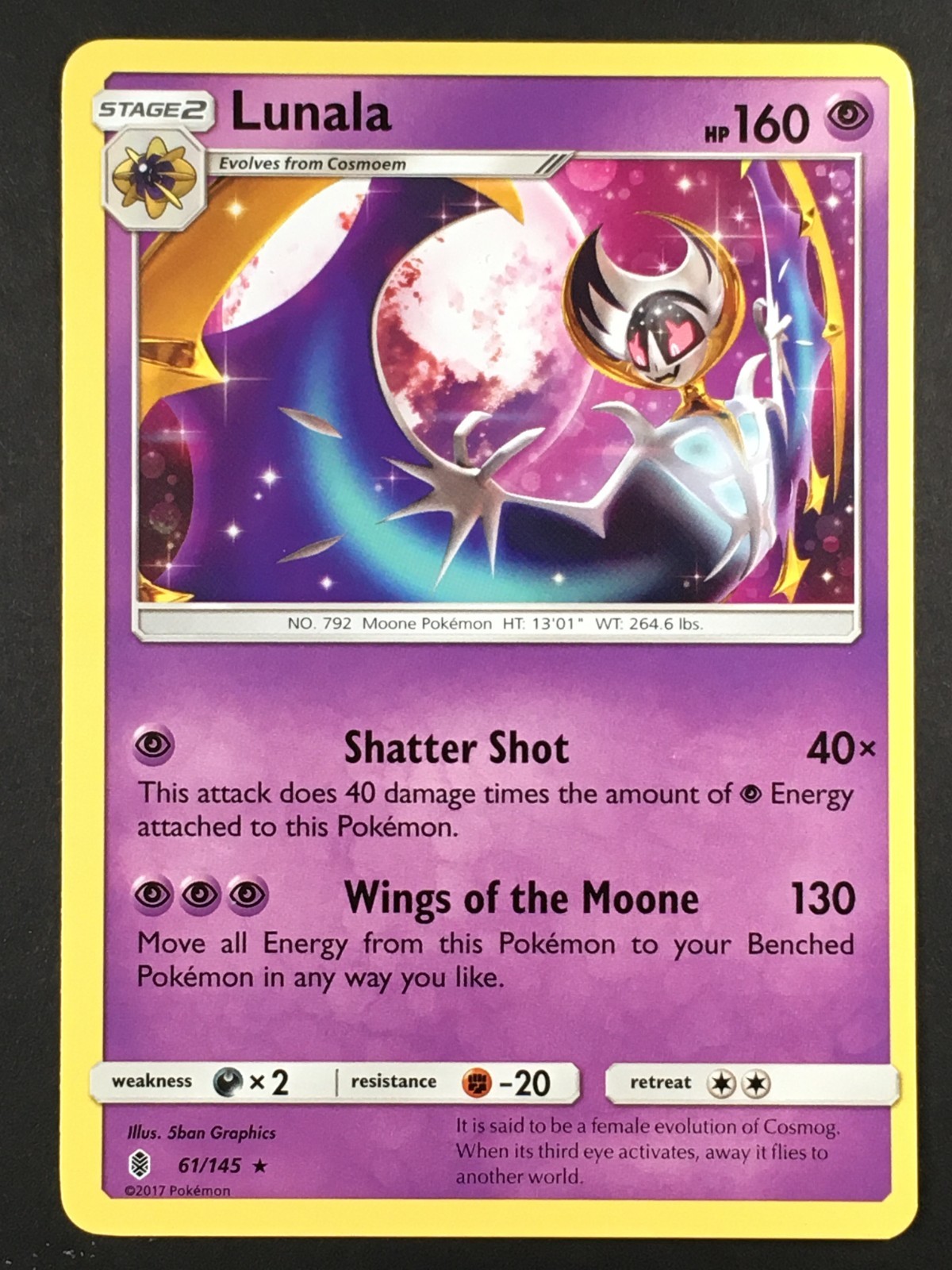 Pokemon TCG Lunala 61/145 SM Guardians Rising Regular Rare NM