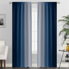 Ombre Room Darkening Curtains Living Room Rod Pocket Light Blocking Gradient