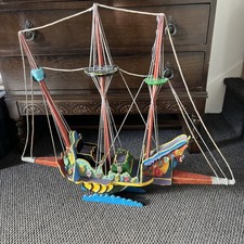 Fabulous Large Hand Crafted Wooden Decorative Sailing Ship 23” Tall/27” Long