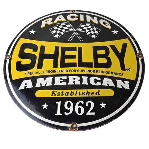 Vintage Chevrolet Porcelain Sign - American Shelby Service Gas Pump Racing Sign