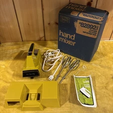 Vintage Sears 5 Speed Hand Mixer With Wall Mount - Golden yellow look. Very Nice