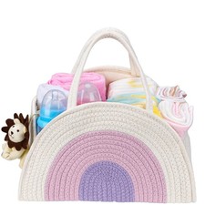 Baby Diaper Caddy- With Removable Dividers, Nursery Storage Bin and Car Organ...