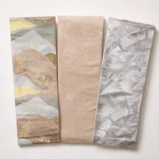 Vintage Fukuro Obi Set, 3 Stück Seide Obi Konvolut (Silber, Rosa & Gold) Mehrzweck
