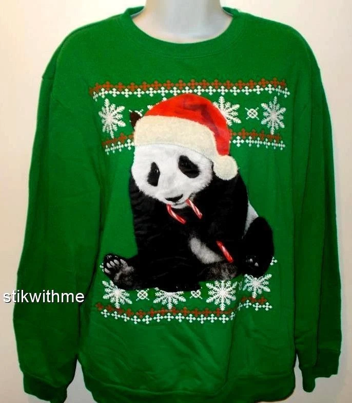 Hombre Unisex FEA Navidad SUDADERA ~ Panda con Navidad SANTA Sombrero (L) NUEVO SIN ETIQUETAS Foto 3 de 3