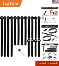 150PCS Reusable Cable Ties - Multi-Purpose Hook & Loop Cord Organizer (4-10in)