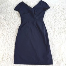 Banana Republic Navy Blue Wool Blend V-Neck Sheath Dress Size 0 Workwear Preppy