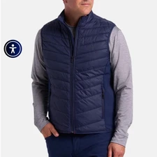 GHOST GOLF | Men's Navy Blue Camo Lined Zip Up Insulator Puffer Vest, Size M