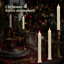 3pcs Flameless Taper Candle with Remote, Battery Powered, Timer, 3 Ivory ABS ...