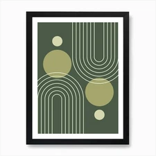 Mid Century Modern Geometric Rainbo Framed Wall Art Poster Canvas Print Picture