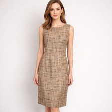 Vintage TALBOTS Size 10 Textured Cotton Tweed Sleeveless Career Sheath Dress