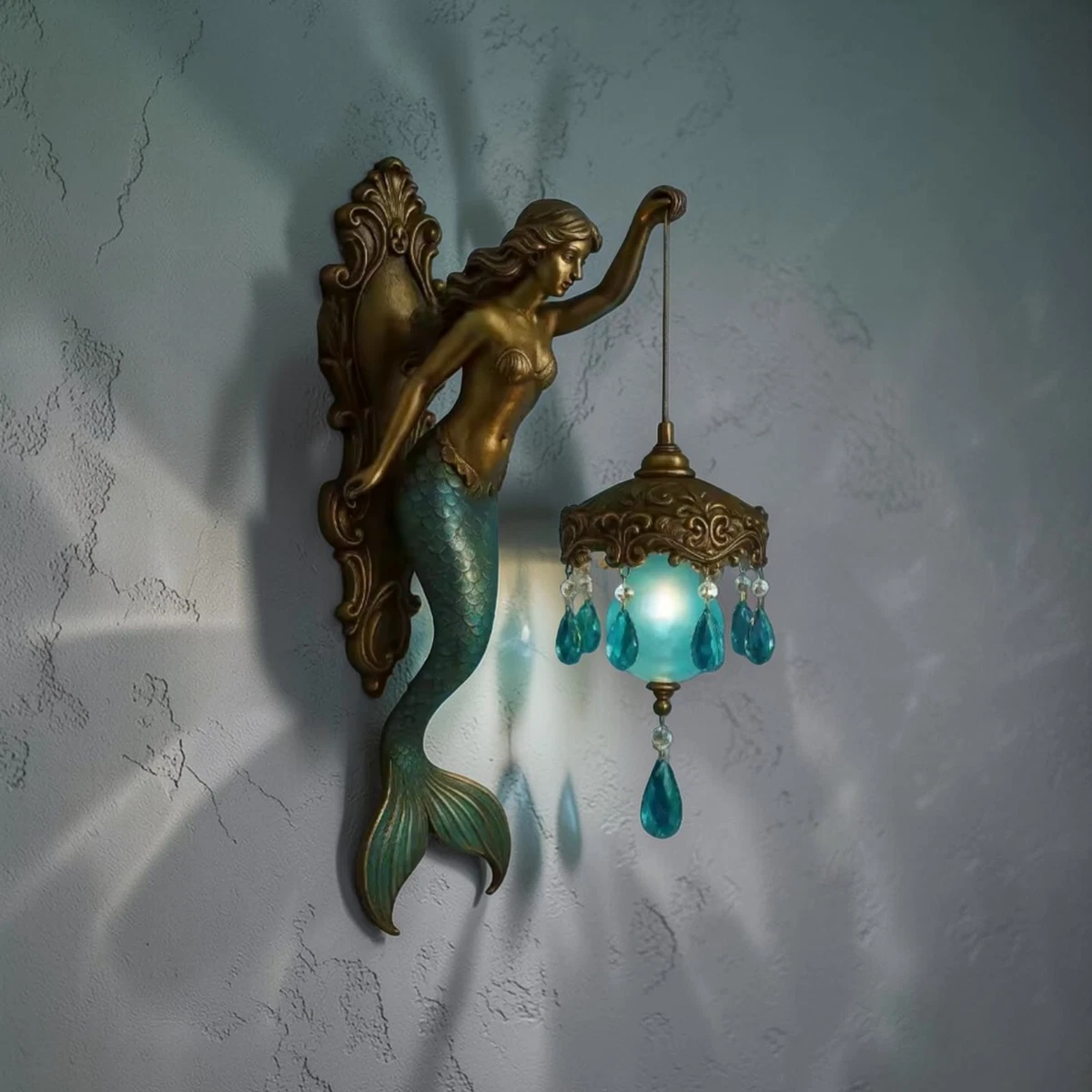 Paire D'Appliques Murales Vintage Style Art Déco - Doré - Occasion