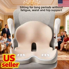 Memory Foam Back Support Cushion Office Chair Seat Pillow for Long Sitting