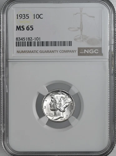1935-P  10C  MERCURY SILVER DIME  "PHILADELPHIA MINT"  NGC MS65 #8345182-101