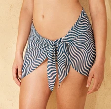 🥥 Shade & Shore Women's Wavy Print Cover Up Sarong Blue Size XL🆕